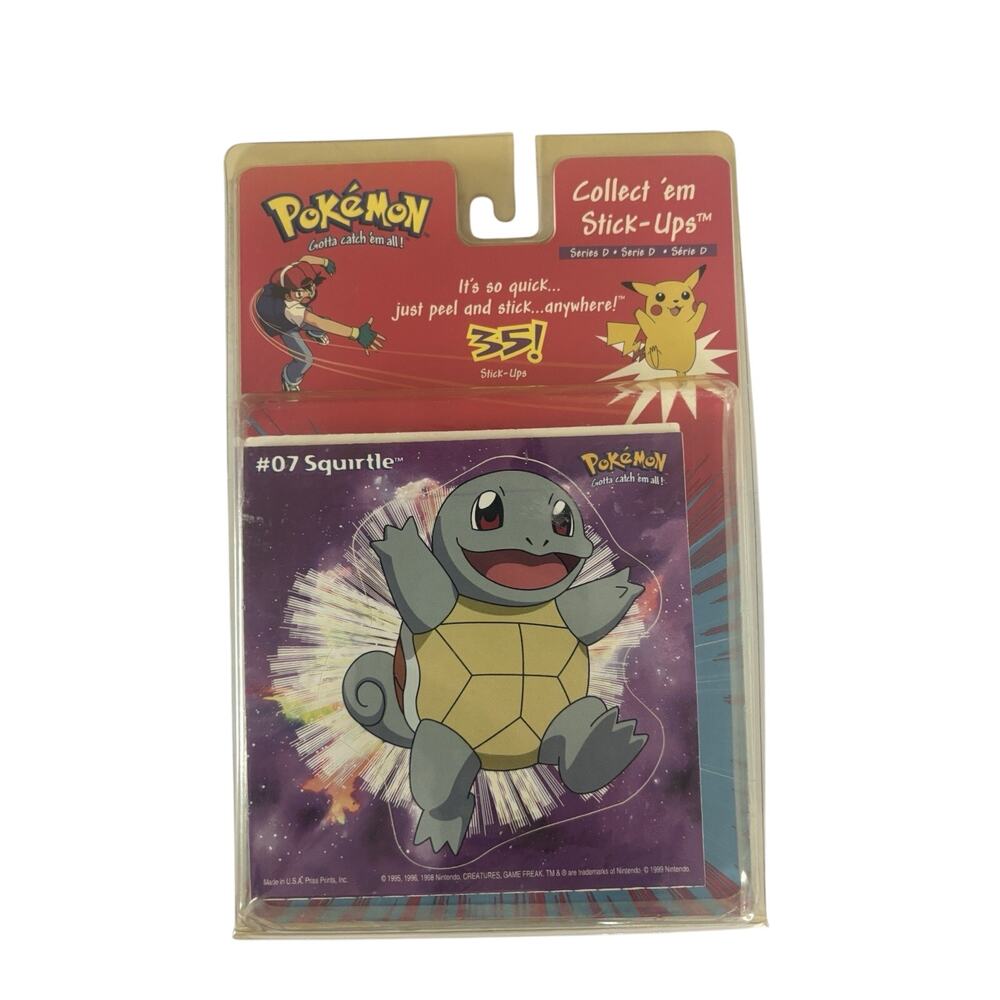 Vtg 90s Pokemon Wall Decals Stick-Ups Series D New in Box Pikachu Squirtle